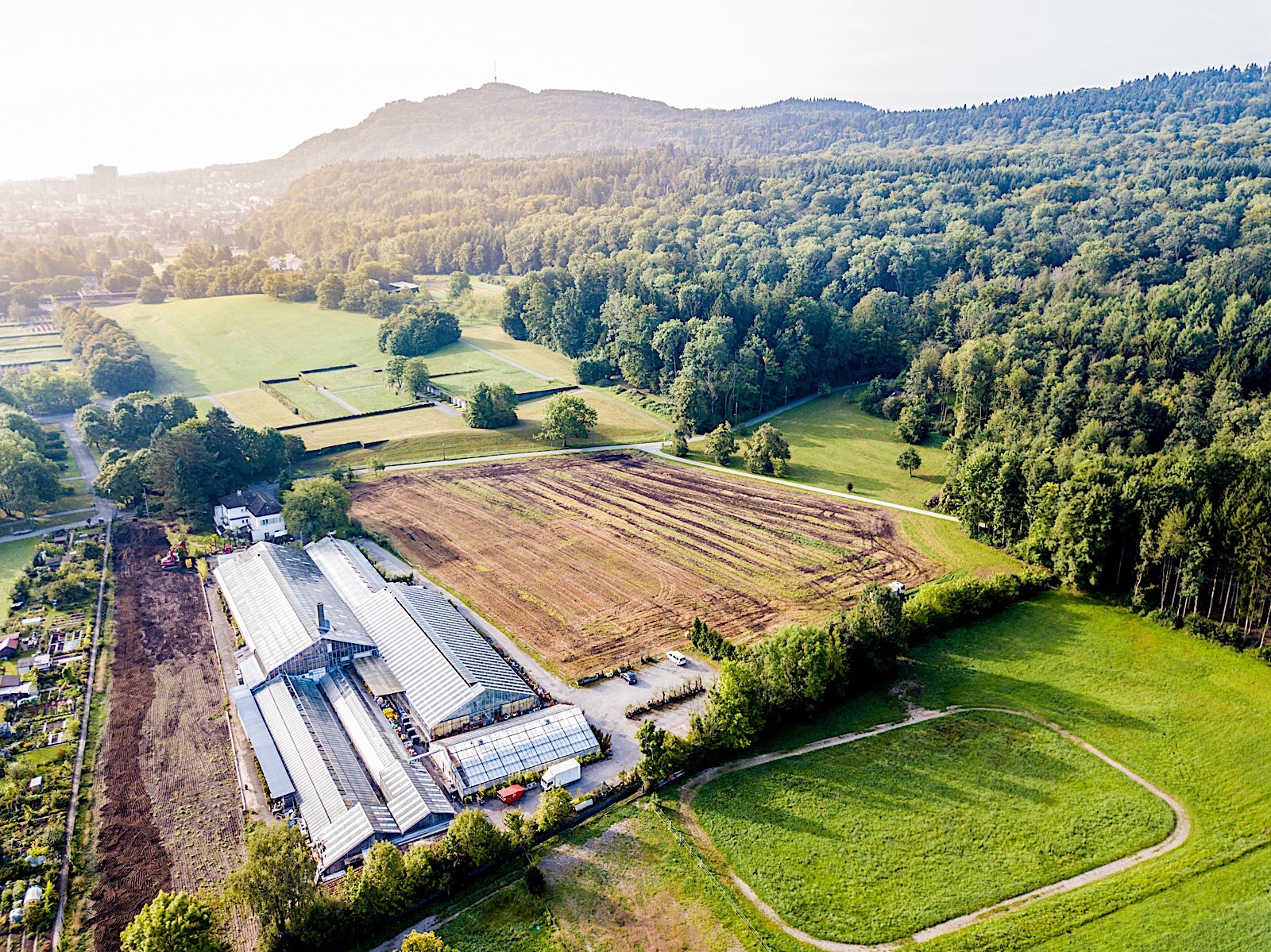 Aerial view of greenhouse in Switzerland